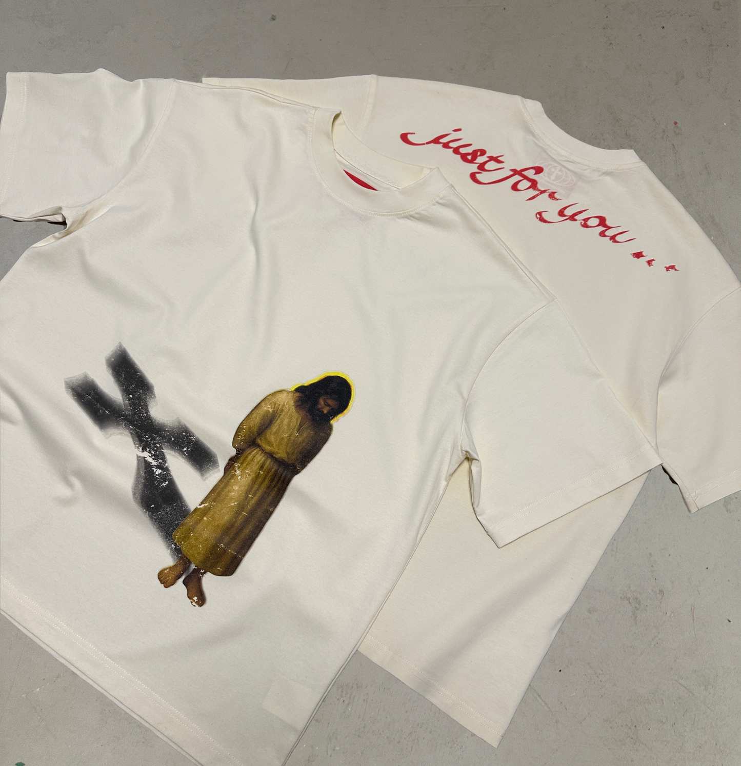 "JUST FOR YOU" Cream Tee